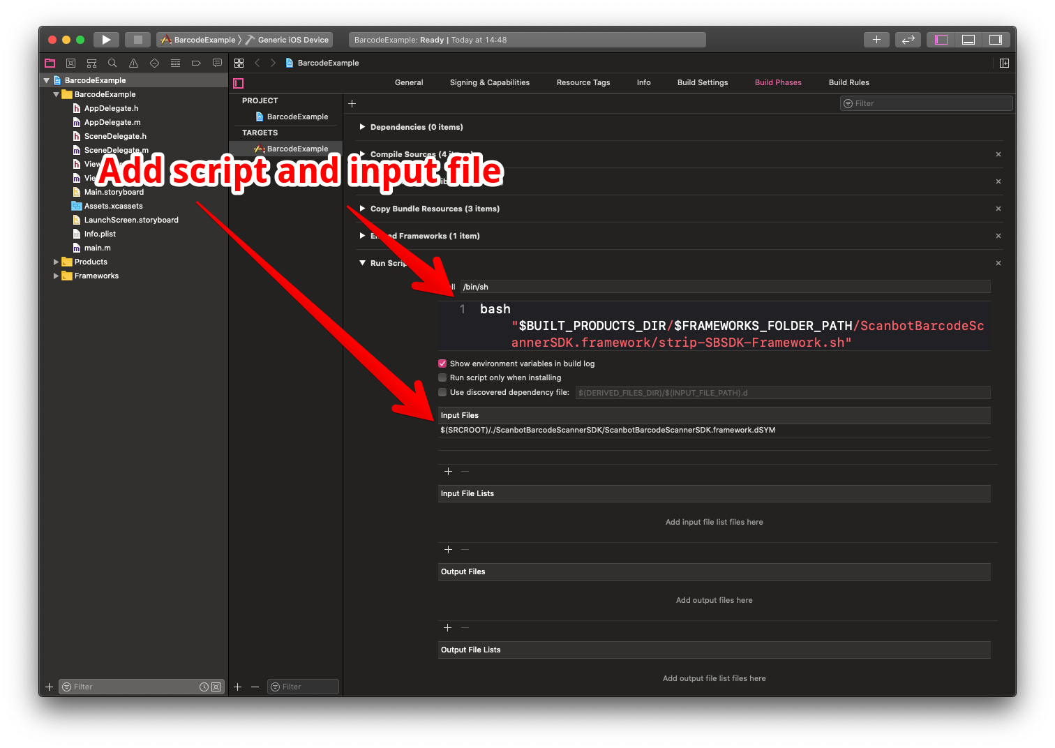 Configure the runscript build phase