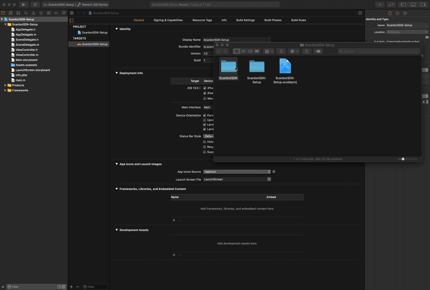 Drag the framework into your project.