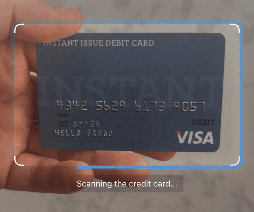 Extracting the card number, cardholder name, and expiry date with the iOS Credit Card Scanner