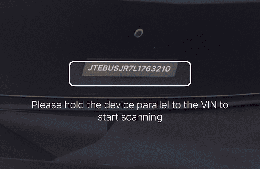 Scanning a vehicle identification number with the iOS VIN Scanner
