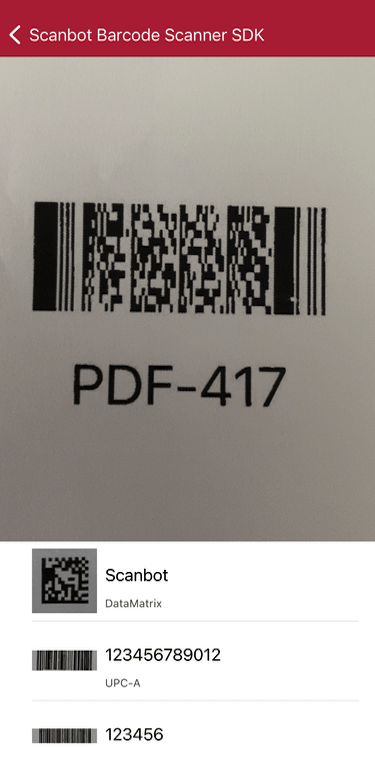 Scanning Multiple Barcodes Use Case Screenshot Scanning multiple barcodes with the iOS Barcode Scanner