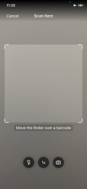 The iOS Barcode Scanner RTU UI&#39;s top bar component with a gradient color