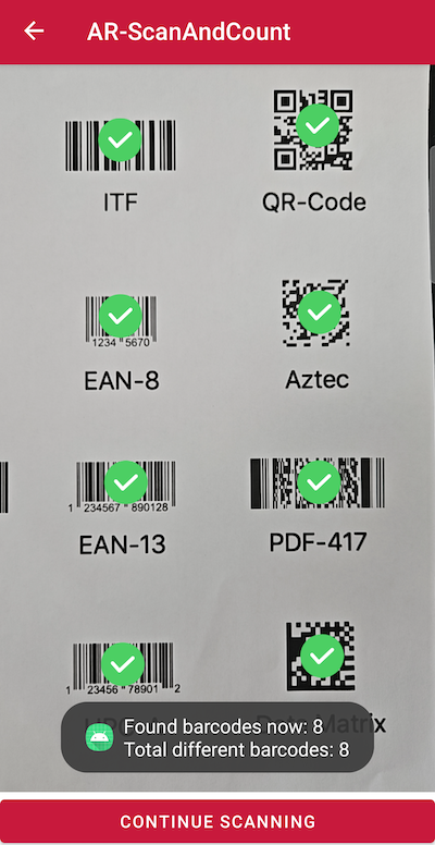 Using the Android Barcode Scanner SDK&#39;s Scan &amp; Count mode