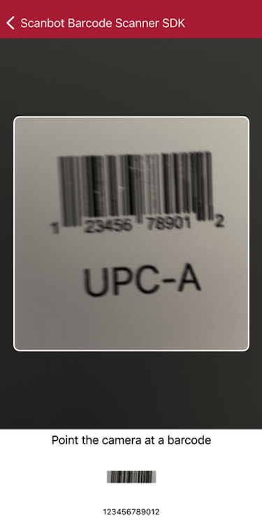 Scanning Tiny Barcodes Use Case Screenshot Scanning tiny barcodes with the iOS Barcode Scanner